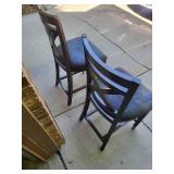 Set of 2 Cross-Back Dining Chairs With Upholstered Seats