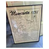 Framed Minnesota 1858 State Map Print