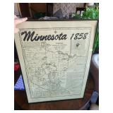 Framed Minnesota 1858 State Map Print