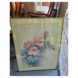 Framed Floral Wall Art Gold Tone Frame