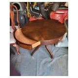 Ethan Allen Round Wood Table With Drawer