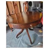 Ethan Allen Round Wood Table With Drawer