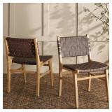 Taika Woven Leather Dining Chair (Set of 2)