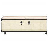 Safavieh Zoe Coffee Table Storage Trunk With Wine Rack Cream