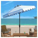 Maui Single Scallop Striped 9ft Crank Push Button Tilt Umbrella