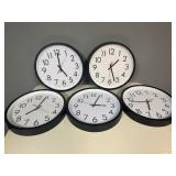 5 Office Clocks (3 Working, 2 Untested/Dead Battery) (12 ")