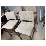 Set of Four Gray Upholstered Bar Height Stools