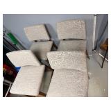 Set of Four Gray Upholstered Bar Height Stools
