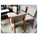 Set of Four Gray Upholstered Bar Height Stools