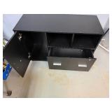 Black Media Cabinet 1 Drawer, 1 Door, 2 Cubbies 39.5W X 16D X 26T (No Key)