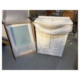 Magickwood Vanity White 3-Hole Porcelain Sink  26" X 17.25" X 34.5" With Mirror 31 1/4" X 22" X 1/2"