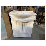 Magickwood Vanity White 3-Hole Porcelain Sink  26" X 17.25" X 34.5" With Mirror 31 1/4" X 22" X 1/2"