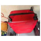 Large Rolling Suitcases: Two Samsonite, One Delsey.  Large Red Samsonite missing front wheel.  30" x 20" x 12", 30" X 20" x 13", 26" x 17" x 11"