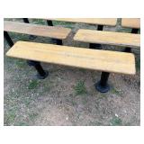 Six Wood Benches with Metal Bases