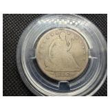 1853 Silver Seated Liberty Half Dollar with Rays