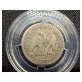 1853 Silver Seated Liberty Half Dollar with Rays