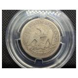 1853 Silver Seated Liberty Half Dollar with Rays