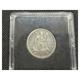 1853 Silver Seated Liberty Quarter with Rays