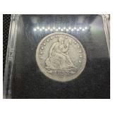 1853 Silver Seated Liberty Quarter with Rays