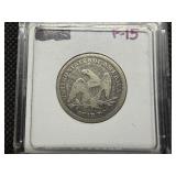1853 Silver Seated Liberty Quarter with Rays