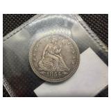 1854 Silver Seated Liberty Quarter