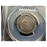 1857 Silver Seated Liberty Quarter PCGS Genuine Cleaned VF Detail