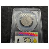 1857 Silver Seated Liberty Quarter PCGS Genuine Cleaned VF Detail