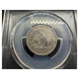 1857 Silver Seated Liberty Quarter PCGS Genuine Cleaned VF Detail