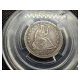 1858 Silver Seated Liberty Quarter