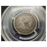 1858 Silver Seated Liberty Quarter