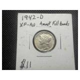 1942 D Silver Mercury Dime Marked XF-AU When Purchased