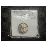 1944 D Silver Mercury Dime Marked CHBU and Rainbow Toned When Purchased