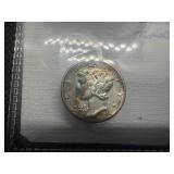 1944 D Silver Mercury Dime Marked CHBU and Rainbow Toned When Purchased