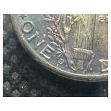 1944 D Silver Mercury Dime Marked CHBU and Rainbow Toned When Purchased