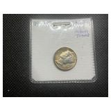 1945 D Silver Mercury Dime Marked CHBU and Album Toned When Purchased