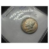 1945 D Silver Mercury Dime Marked CHBU and Album Toned When Purchased