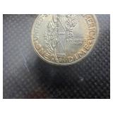 1945 D Silver Mercury Dime Marked CHBU and Album Toned When Purchased