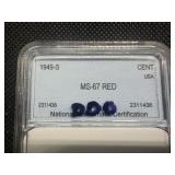 1949-S 1C NNC MS67 + Red
