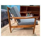 Mid-Century Wood Accent Chair With Cushions
