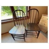 Wooden Spindle Back Dining Chairs (Lot of 2), Handcrafted