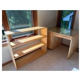 Wood Desk & Bookshelf Set (Lot of 2), handcrafted