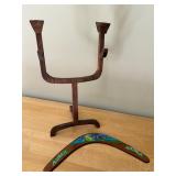 Handmade Boomerang & Display Stand (Lot of 2)