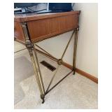 Wood Desk With Brass Tone Base & 4 Drawers