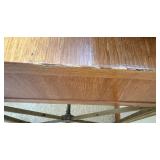 Wood Desk With Brass Tone Base & 4 Drawers