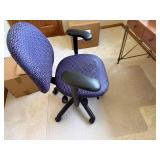 Purple Patterned Office Chair With Adjustable Arms, includes floor mat