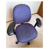Purple Patterned Office Chair With Adjustable Arms, includes floor mat