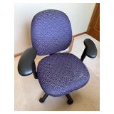 Purple Patterned Office Chair With Adjustable Arms, includes floor mat