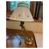 Brass Swing-Arm Desk Lamp With Decorative Shade