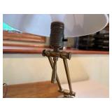 Brass Swing-Arm Desk Lamp With Decorative Shade