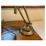 Brass Swing-Arm Desk Lamp With Decorative Shade